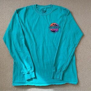 Blue 84 Rocky Mountain Teal Long Sleeve Shirt Medium 100% Cotton